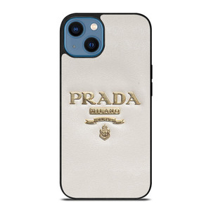 PRADA MILANO LOGO ON WHITE LEATHER iPhone 14 Case Cover