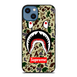 SHARK CAMO BATHING APE SUPREME iPhone 14 Case Cover