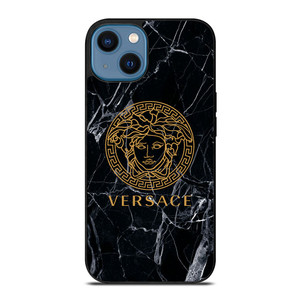 VERSACE BLACK MARBLE iPhone 14 Case Cover