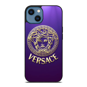VERSACE SILVER VIOLET LOGO iPhone 14 Case Cover VERSACE SILVER VIOLET LOGO iPhone 14 Case Cover