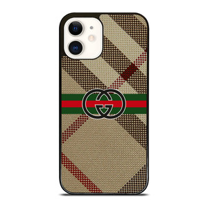 BURBERRY PATTERN GUCCI LOGO iPhone 12 Case Cover BURBERRY PATTERN GUCCI LOGO iPhone 12 Case Cover