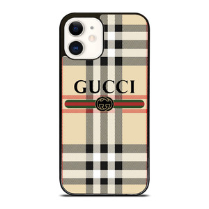 GUCCI LOGO X BURBERRY PATTERN iPhone 12 Case Cover GUCCI LOGO X BURBERRY PATTERN iPhone 12 Case Cover