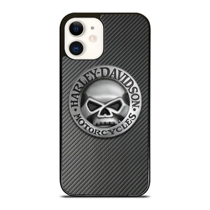 HARLEY DAVIDSON MOTORCYCLES SKULL LOGO CARBON iPhone 12 Case Cover