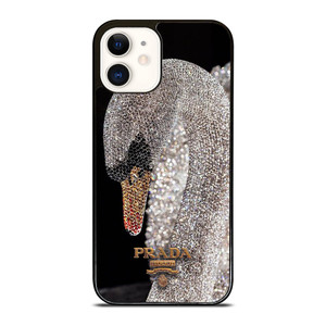 PRADA MILANO LOGO DIAMOND SWAN iPhone 12 Case Cover