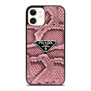 PRADA MILANO LOGO PINK SNAKE TEXTURE iPhone 12 Case Cover