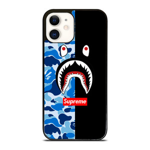 SUPREME BAPE SHARK CAMO BLUE BLACK iPhone 12 Case Cover