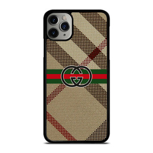 BURBERRY PATTERN GUCCI LOGO iPhone 11 Pro Max Case Cover BURBERRY PATTERN GUCCI LOGO iPhone 11 Pro Max Case Cover