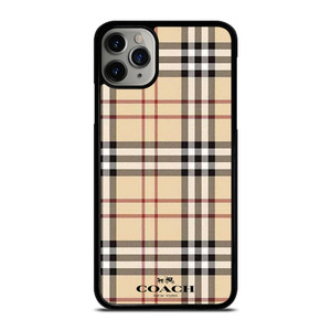 COACH NEW YORK LOGO X BURBERRY PATTERN iPhone 11 Pro Max Case Cover