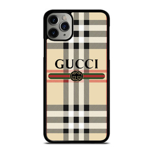 GUCCI LOGO X BURBERRY PATTERN iPhone 11 Pro Max Case Cover