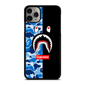SUPREME BAPE SHARK CAMO BLUE BLACK iPhone 11 Pro Max Case Cover