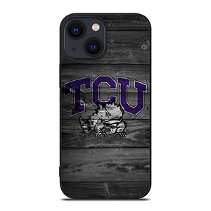 TCU HORNED FROGS FOOTBALL WOOD LOGO  iPhone 14 Plus Case Cover