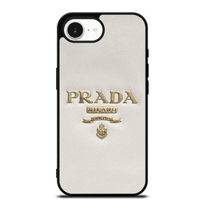 PRADA MILANO LOGO ON WHITE LEATHER iPhone 16e Case Cover