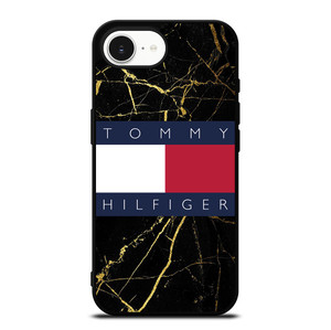 TOMMY HILFIGER BLACK GOLD MARBLE iPhone 16e Case Cover