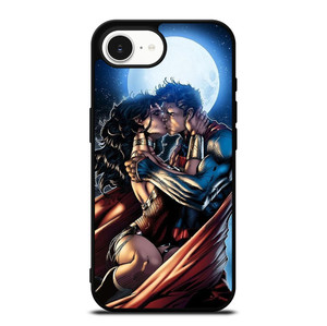 WONDER WOMAN SUPERMAN CARTOON KISSING iPhone 16e Case Cover WONDER WOMAN SUPERMAN CARTOON KISSING iPhone 16e Case Cover