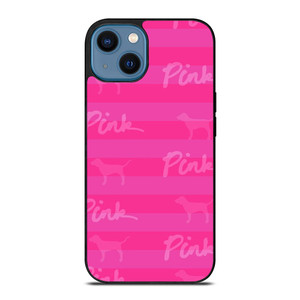 PINK NATION LUXE DOG STRIPE iPhone 14 Case Cover PINK NATION LUXE DOG STRIPE iPhone 14 Case Cover