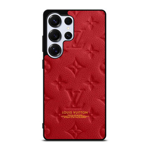LOUIS VUITTON LV LOGO RED LEATHER Samsung Galaxy S25 Ultra Case Cover