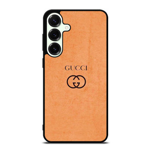 GUCCI LOGO ON ORANGE LEATHER PATTERN Samsung Galaxy S25 Plus Case Cover GUCCI LOGO ON ORANGE LEATHER PATTERN Samsung Galaxy S25 Plus Case Cover
