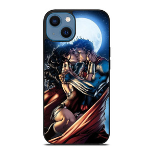 WONDER WOMAN SUPERMAN CARTOON KISSING  iPhone 14 Case Cover WONDER WOMAN SUPERMAN CARTOON KISSING  iPhone 14 Case Cover