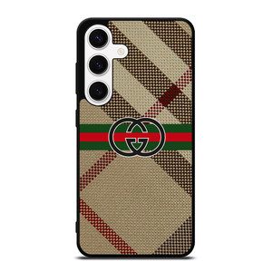 BURBERRY PATTERN GUCCI LOGO Samsung Galaxy S24 Case Cover