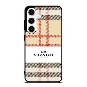 BURBERRY PATTERN X COACH NEW YORK LOGO Samsung Galaxy S24 Case Cover