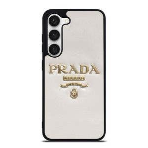 PRADA MILANO LOGO ON WHITE LEATHER Samsung Galaxy S23 Case Cover