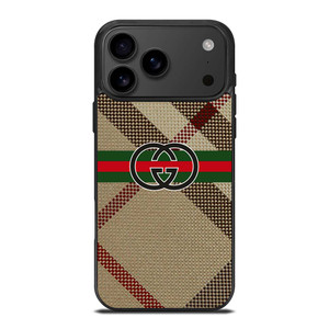 BURBERRY PATTERN GUCCI LOGO iPhone 17 Pro Max Case Cover