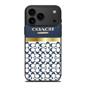 COACH NEW YORK LOGO ON BLUE LEATHER iPhone 17 Pro Max Case Cover