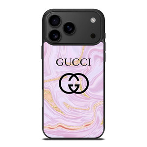 GUCCI LOGO EMBLEM ON PINK MARBLE iPhone 17 Pro Max Case Cover