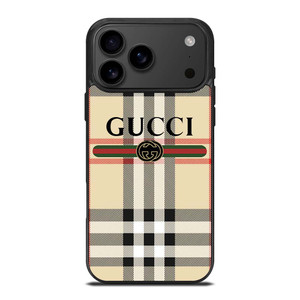 GUCCI LOGO X BURBERRY PATTERN iPhone 17 Pro Max Case Cover