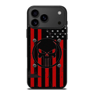 PUNISHER RED BLACK AMERICAN FLAG iPhone 17 Pro Max Case Cover