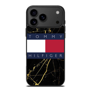TOMMY HILFIGER BLACK GOLD MARBLE iPhone 17 Pro Max Case Cover