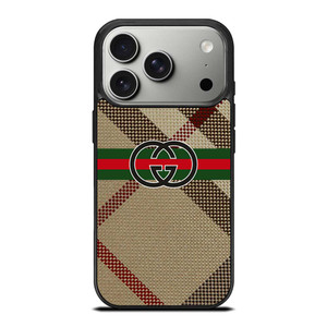 BURBERRY PATTERN GUCCI LOGO iPhone 17 Pro Case Cover