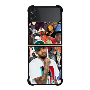 CHRIS BROWN SINGER COLLAGE Samsung Galaxy Z Flip 3 Case Cover CHRIS BROWN SINGER COLLAGE Samsung Galaxy Z Flip 3 Case Cover
