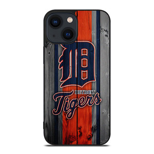 DETROIT TIGERS FOOTBALL WOOD LOGO iPhone 14 Plus Case Cover