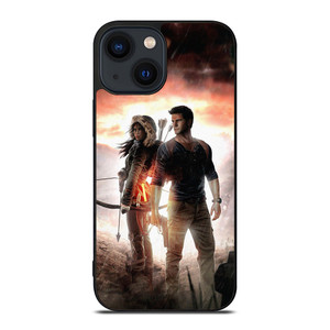 NATHAN DRAKE AND LARA CROFT UNCHARTED GAMES iPhone 14 Plus Case Cover NATHAN DRAKE AND LARA CROFT UNCHARTED GAMES iPhone 14 Plus Case Cover