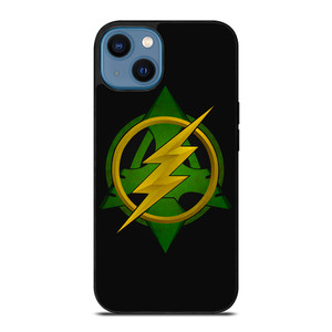 GREEN ARROW THE FLASH LOGO iPhone 14 Case Cover GREEN ARROW THE FLASH LOGO iPhone 14 Case Cover