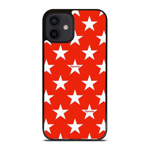 SUPREME STARS PATTERN RED iPhone 12 Mini Case Cover SUPREME STARS PATTERN RED iPhone 12 Mini Case Cover