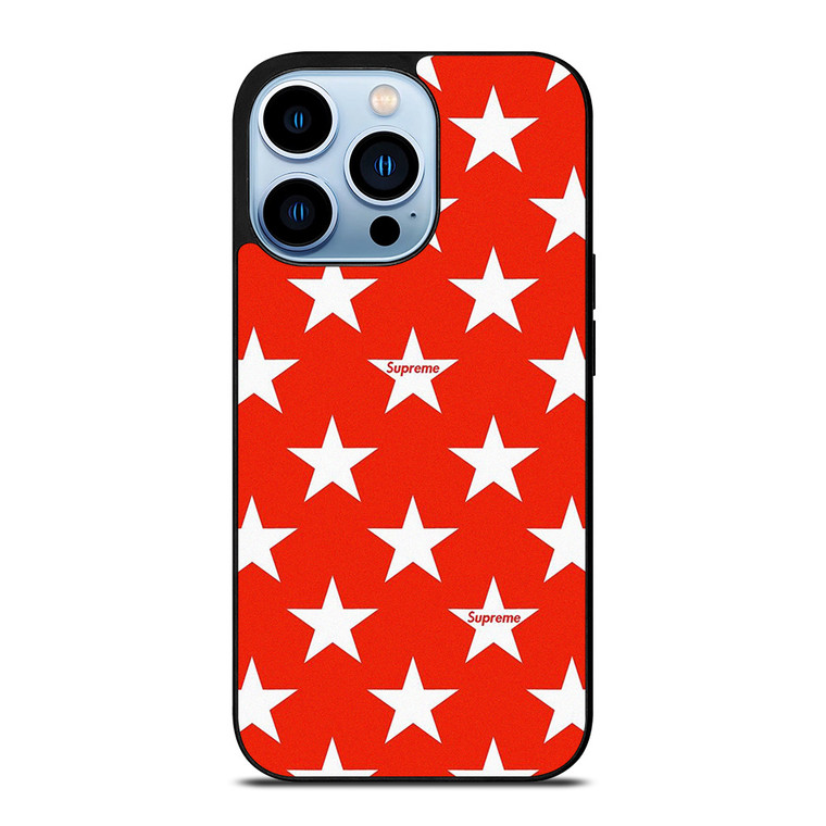 SUPREME STARS PATTERN RED iPhone 13 Pro Max Case Cover