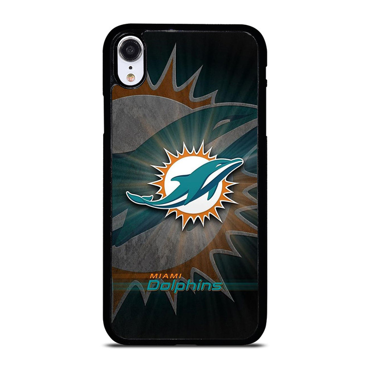 MIAMI DOLPHINS FOOTBALL METAL LOGO iPhone XR Case Cover