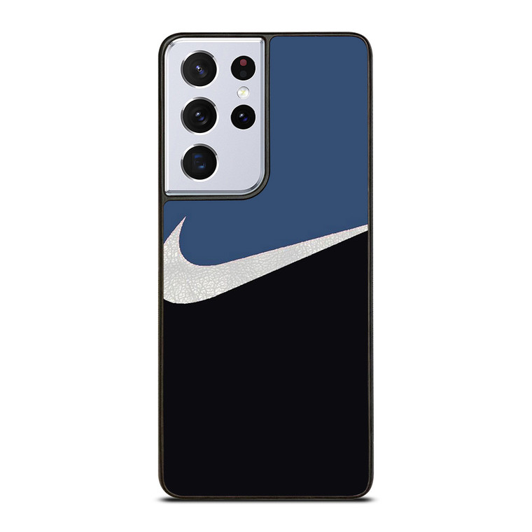 NIKE SWOOSH BLUE BLACK Samsung Galaxy S21 Ultra Case Cover