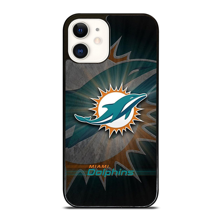 MIAMI DOLPHINS FOOTBALL METAL LOGO  iPhone 12 Case Cover MIAMI DOLPHINS FOOTBALL METAL LOGO  iPhone 12 Case Cover