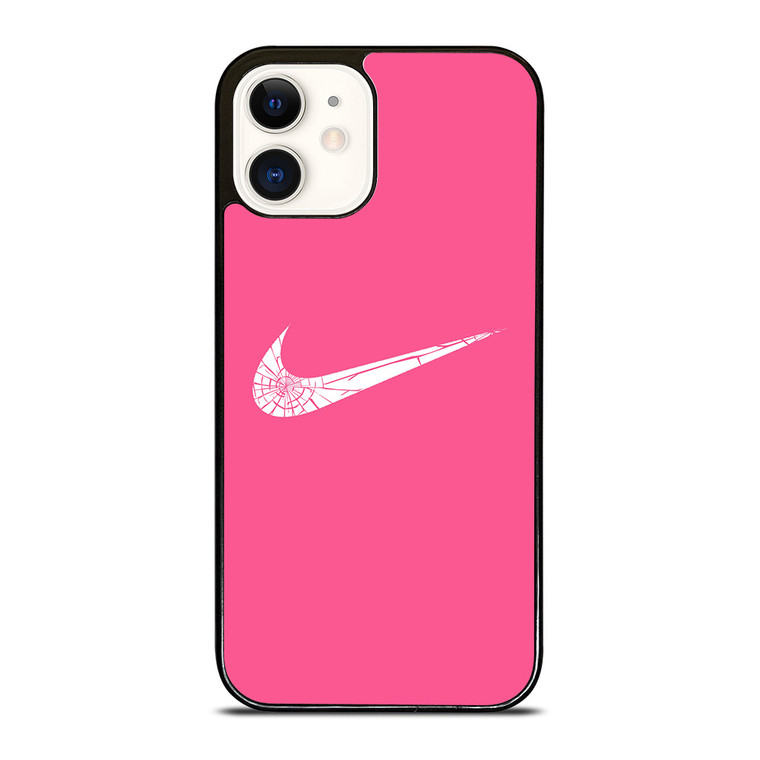 NIKE PINK BROKEN LOGO  iPhone 12 Case Cover NIKE PINK BROKEN LOGO  iPhone 12 Case Cover
