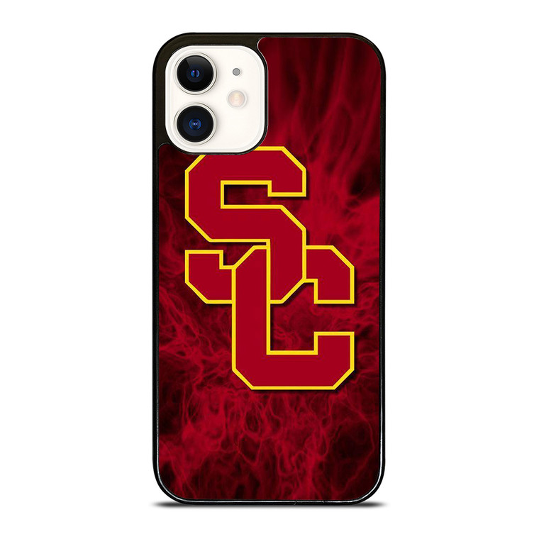 USC TROJANS RED SMOKED LOGO  iPhone 12 Case Cover
