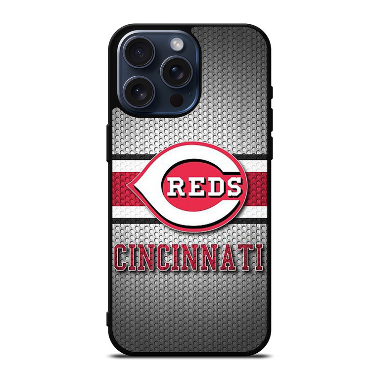 CINCINNATI RED BASEBALL METAL LOGO iPhone 15 Pro Max Case iPhone 15 Pro Max Case Cover