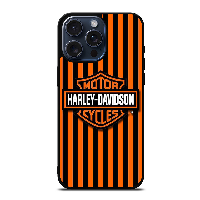 HARLEY DAVIDSON MOTOR CYCLES ORANGE STRIPE  iPhone 15 Pro Max Case Cover