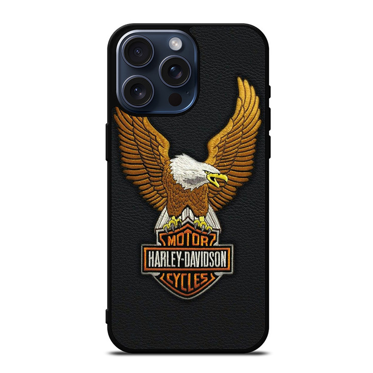 HARLEY DAVIDSON MOTORCYCLES LEATHER EMBOSS  iPhone 15 Pro Max Case Cover