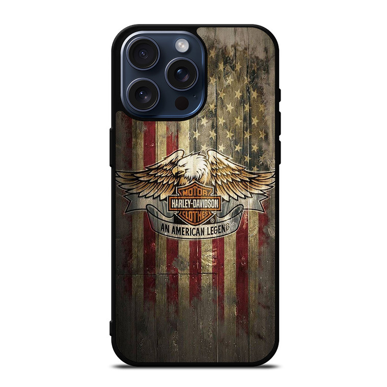 HARLEY DAVIDSON MOTORCYCLES USA WOOD LOGO  iPhone 15 Pro Max Case Cover