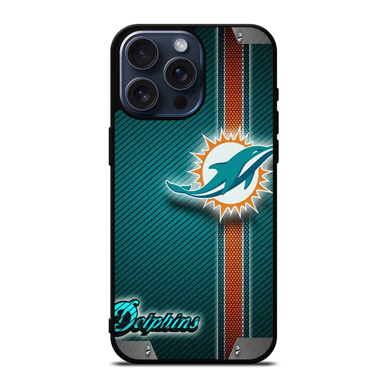 MIAMI DOLPHINS FOOTBALL METAL LOGO 2 iPhone 15 Pro Max Case Cover MIAMI DOLPHINS FOOTBALL METAL LOGO 2 iPhone 15 Pro Max Case Cover