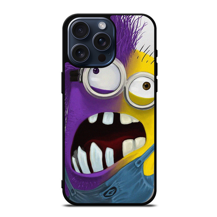 PURPLE HALF MINION CARTOON iPhone 15 Pro Max Case Cover