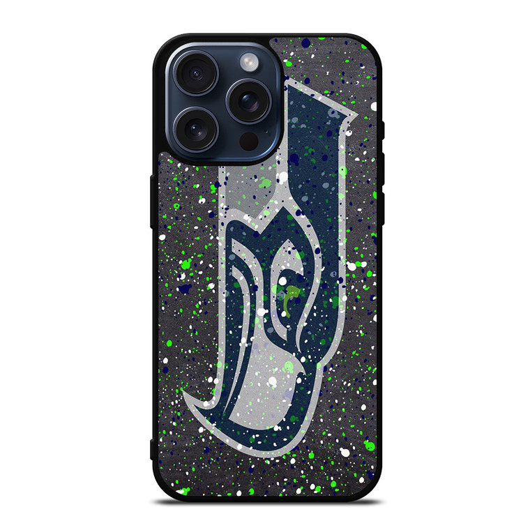 SEATTLE SEAHAWKS SPLASHED LOGO iPhone 15 Pro Max Case Cover